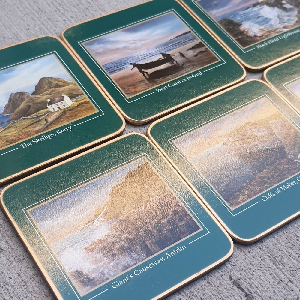 Lot Of 6 John Hinde Irish View Collection Cork Coasters Ireland Wexford Antrim